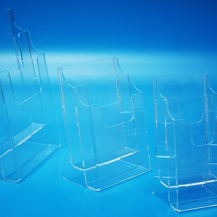 2-tier free standing, coutner top brochure holders manufactured in clear acrylic