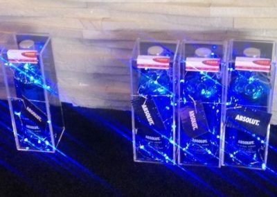 Clear acrylic product promoter and shipper with product and led lighting