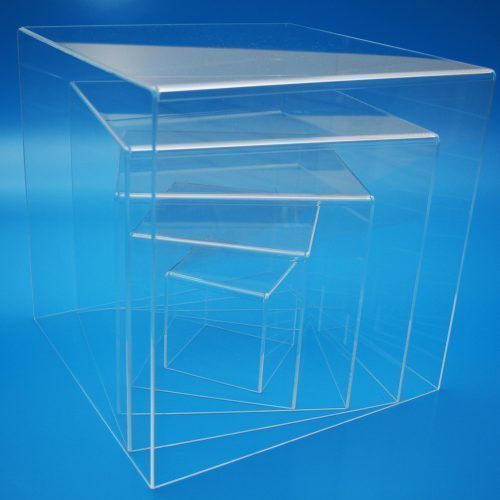 5-Sided Clear Acrylic Display cubes in a range of sizes
