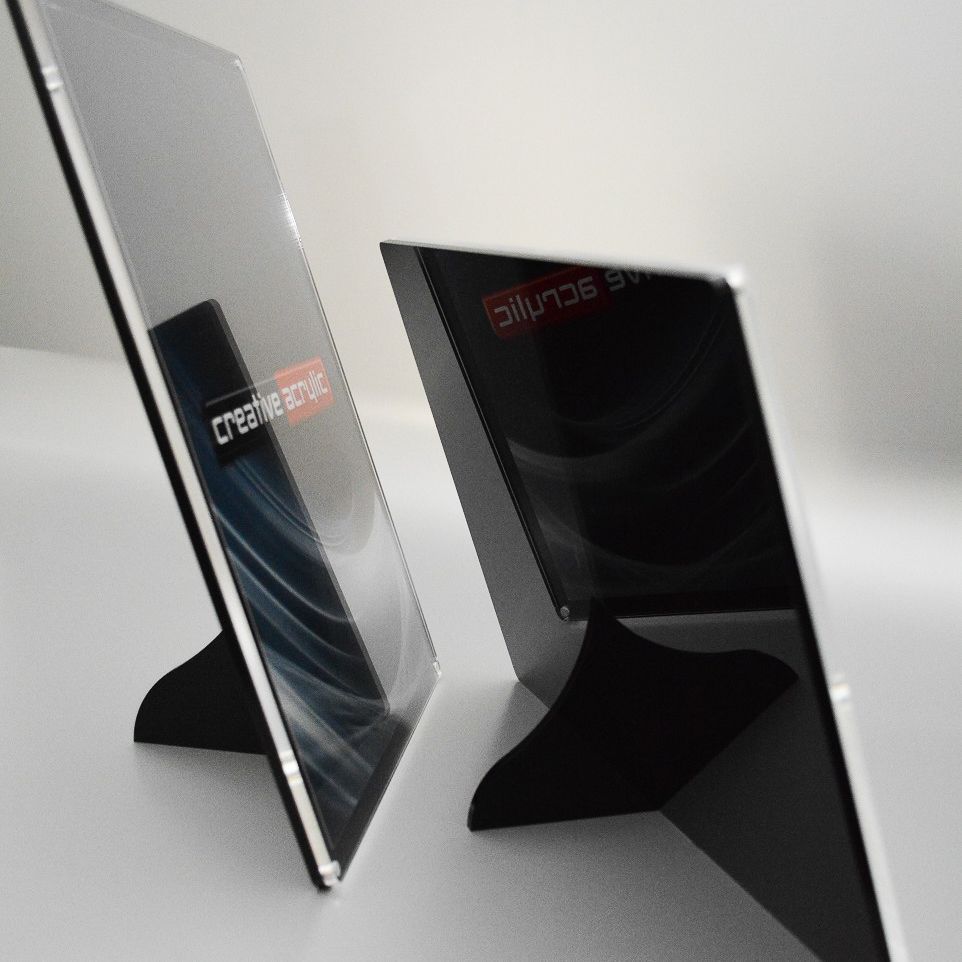 Slanted magnetic frames with black acrylic backing and clear acrylic front