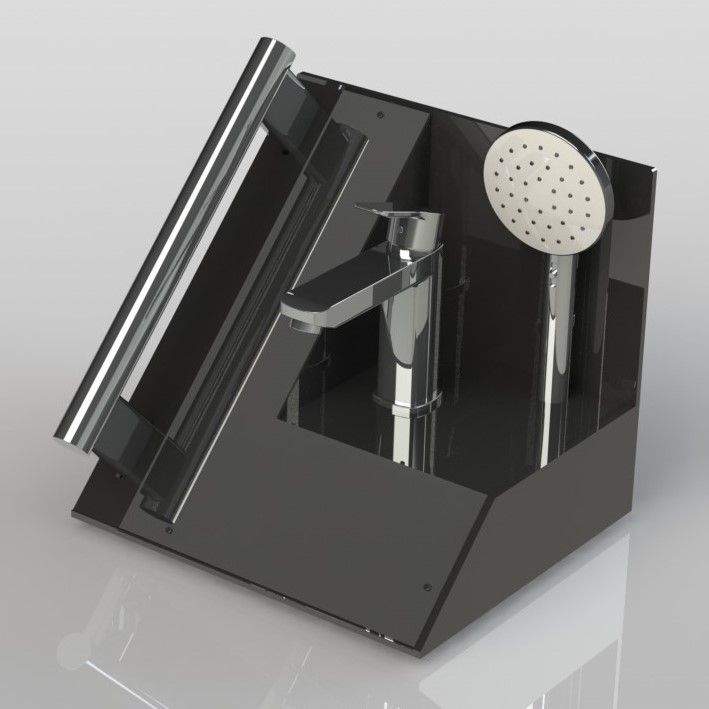 Render of acrylic display unit for housing tapware designs
