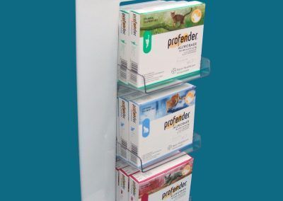 Acrylic display stand with 3 PET-G pockets holding product
