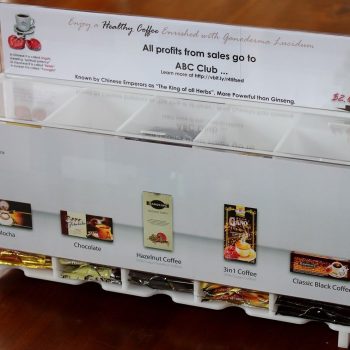 Acrylic honestly box manufactured in opal acrylic with clear acrylic sleeves for display and advertising.