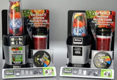 White and clear acrylic custom shelf top display with vinyl and digital printed artwork