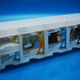 Pharmaceutical display unit with drop feed pockets