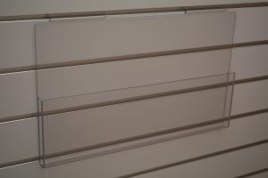 Slatwall card display pocket manufactured in PET-G and available in a range of sizes.