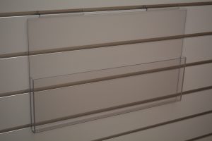 Slatwall card display pocket manufactured in PET-G and available in a range of sizes.