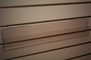 Slatwall card display pocket manufactured in PET-G and available in a range of sizes.