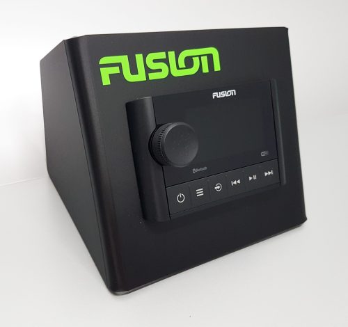 Black acrylic stereo housing for display purposes