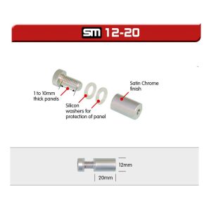 satin chrome sign mounts used to mount displays to the wall