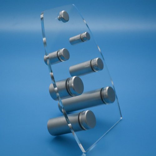 Sign Mounts Satin chrome sign mount range, used for mounting poster traps and other items to the wall