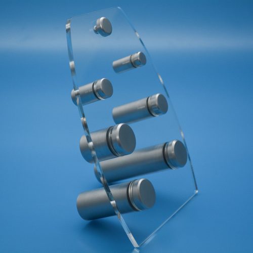 Sign Mounts Satin chrome sign mount range, used for mounting poster traps and other items to the wall