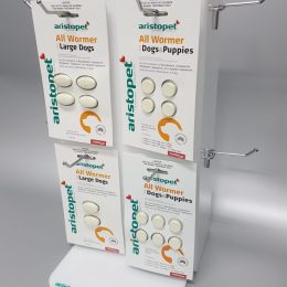 Opal acrylic product display unit with metal hooks for displaying product