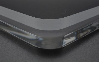 Fine sand finish on acrylic from CNC, as cut and polished