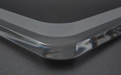 Rough sand finish on acrylic from CNC, as cut and polished