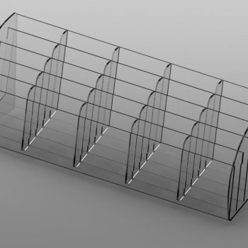 3D render of a custom made PET-G pocketed card stand to hold individual cards in each section