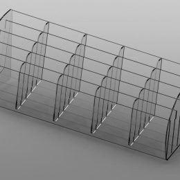 3D render of a custom made PET-G pocketed card stand to hold individual cards in each section