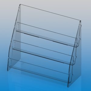 3 Tier Greeting Card Display Stand made in transparent plastic, flatpack/collapsable design.
