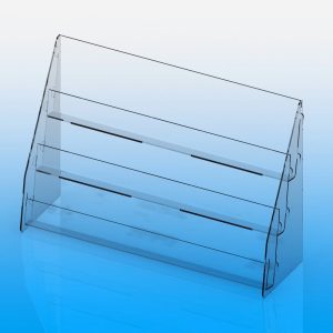 3 Tier Greeting Card Display Stand made in transparent plastic, flatpack/collapsable design.