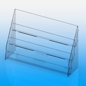 3 Tier Greeting Card Display Stand made in transparent plastic, flatpack/collapsable design.