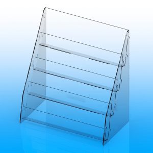 4 Tier Greeting Card Display Stand made in transparent plastic, flatpack/collapsable design.