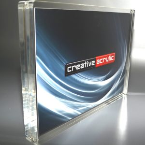 A4 landscape magnetic photo frame manufactured using two panels of 20mm clear acrylic