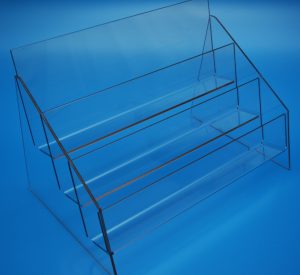 3-tier greeting card holder in transparent PET-G.