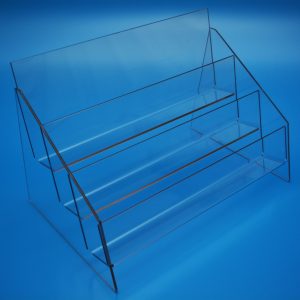 3-tier greeting card holder in transparent PET-G.